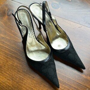 Vigevano Italian Black Sling Backs - Sz 38